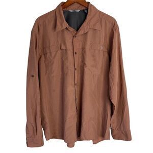 Wrangler Mens Sz XL Brown Button Up Long Sleeve Sportsman